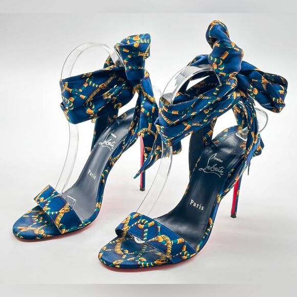 Christian Louboutin Du Desert 100 Crepe Satin in Obscur High Heel Sandals EU 39 - Picture 6 of 11